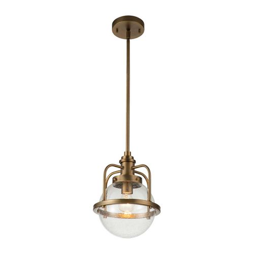 5024005591917 - Lighting qn-triocent-p-nbr quintiesse Hängeleuchte Triocent E27 1x40W IP44 Naturmessing Glas klar H31cm Ø24cm dimmbar höhenverstellbar - Elstead