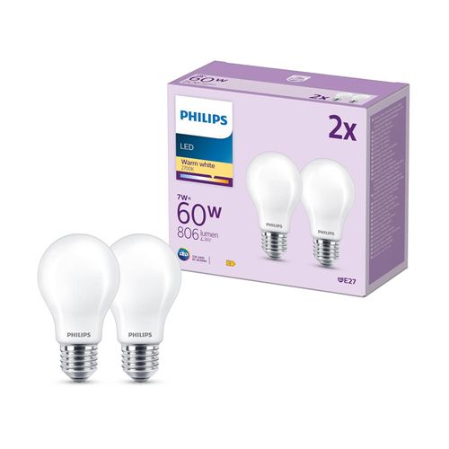 8719514451018 - Philips LED classic Lampe 60W E27 Warmweiß 806lm matt 2er P