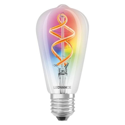 4058075609914 - Ledvance - Smarte LED-Lampe mit Wifi Technologie E27 RGB-Farben änderbar Edisonform Farbiges Filament als Stimmungslicht Ersatz für herkömmliche