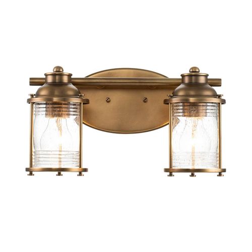 5024005577119 - Elstead - Lighting QN-ASHLANDBAY2-NBR-BATH quintiesse Wandleuchte Ashland Bay E27 2x40W IP44 Naturmessing geripptes Glas klar H206cm B362cm