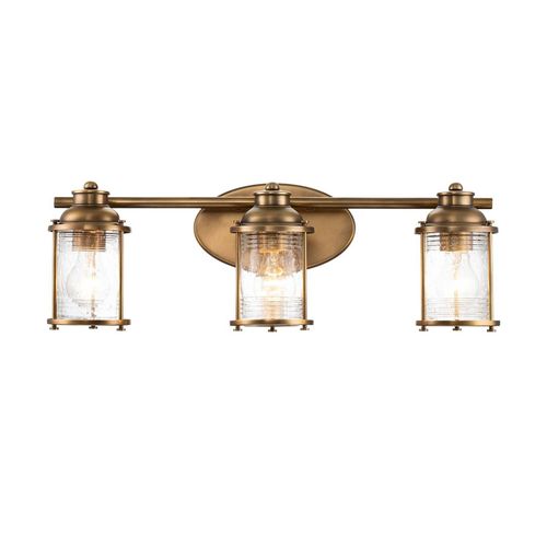 5024005577317 - Elstead - Lighting QN-ASHLANDBAY3-NBR-BATH quintiesse Wandleuchte Ashland Bay E27 3x40W IP44 Naturmessing geripptes Glas klar H206cm B61cm dimmbar