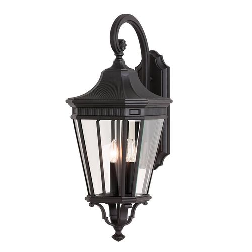 5024005229810 - Elstead - Feiss FE-COTSLN2-L-BK Wandleuchte Cotswold Lane 3xE14 60W Aluminium-Druckguß schwarz Glas H762cm B305cm IP44 dimmbar