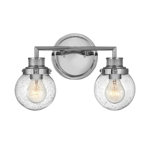 5024005588412 - Lighting QN-POPPY2-PC-BATH quintiesse Wandleuchte Poppy E27 2x40W IP44 Stahl Chrom poliert Glas klar H25cm B373cm dimmbar - Elstead