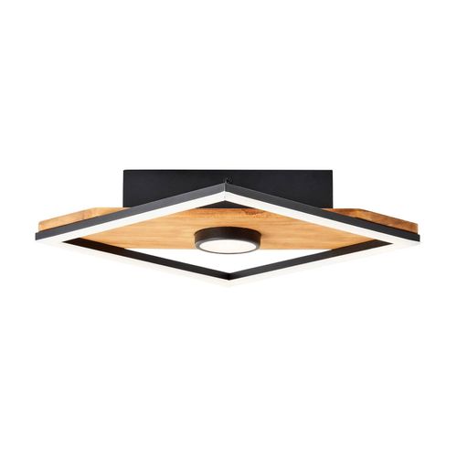 4004353409691 - Woodbridge led Deckenleuchte 25x25cm holz schwarz Holz Metall Kunststoff 1x led integriert 18 w  (Lichtstrom 1600lm Lichtfarbe 3000K) - braun