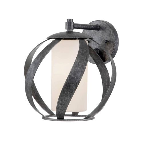 5024005577911 - Elstead Lighting QN-BLACKSMITH1-OBK QUINTIESSE Wandleuchte Blacksmith E27 1x40W IP44 Stahl altschwarz Opalglas satiniert H282cm B254cm dimmbar