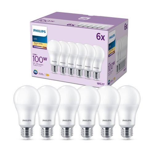 8719514451414 - Led Normallampe mit 100W E27 Sockel Matt Warmwhite (2700K) 6er Pack (929002306876) - Philips