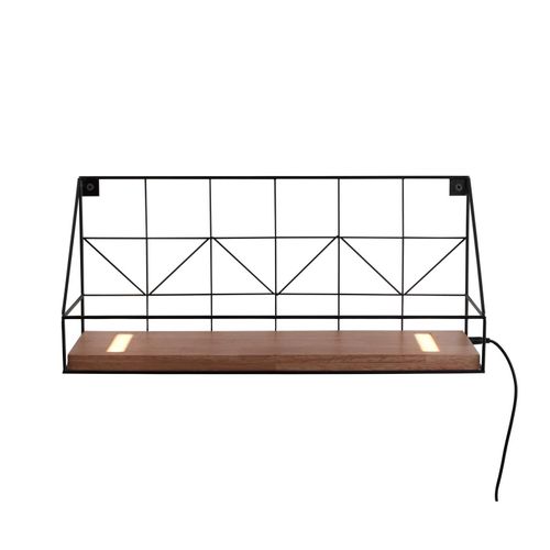 4043689987527 - LeuchtenDirekt LED Wandleuchte BOARD mit Ablageboden aus Echtholz 3000 K Schnurschalter