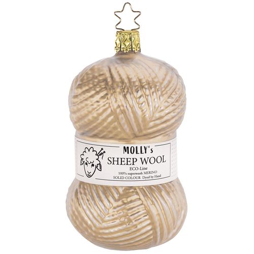 4061752134104 - Weihnachtskugel Wollknäuel beige 11 cm