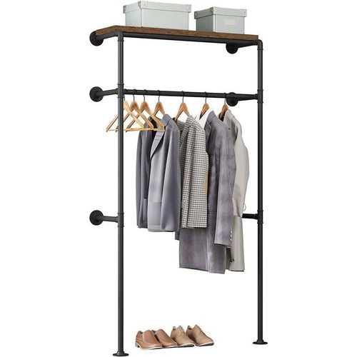 4063425139720 - Woltu - industrielle Kleiderstange WandGarderobe für begehbaren KleiderschrankKleiderständer mit Regalfür Schlafzimmer Ankleidezimmer103x187x365