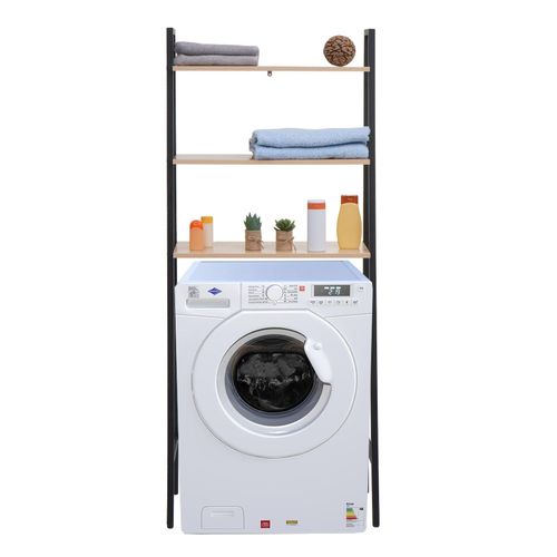 4057651578552 - Standregal MCW-K82 Badregal Waschmaschinen-Regal Leiterregal Industrial Metall Holz 155x64x25cm ~ natur 4057651578552 - Standregal MCW-K82 Badregal Waschmaschinen-Regal Leiterregal Industrial Metall Holz 155x64x25cm ~ natur