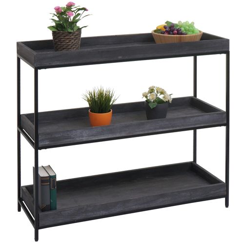 4057651579481 - Regal MCW-K71 Standregal Pflanzregal Bücherregal Holz Metall 3 Ablagen 90x100x35cm MVG-Zertifiziert ~ dunkelgrau