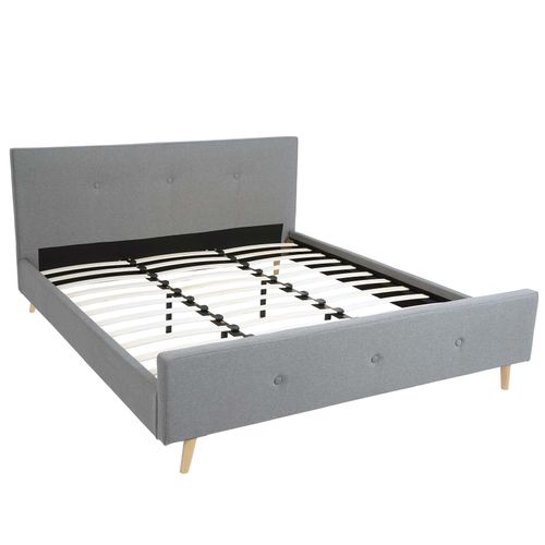 4057651515847 - Polsterbett MCW-J98 Bett Doppelbett Bettgestell mit Lattenrost Massivholz ~ 180x200cm grau