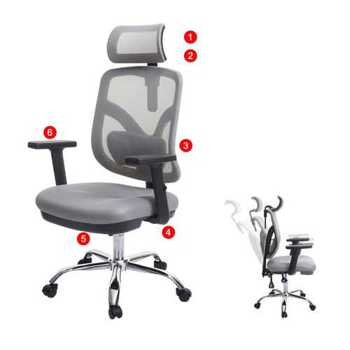 4057651765723 - Bürostuhl MCW-J92 Schreibtischstuhl ergonomisch verstellbare Lordosenstütze und Armlehne ~ grau