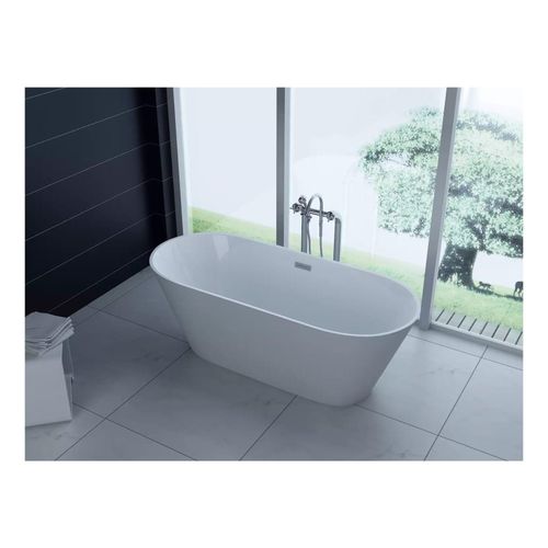 4260307168339 - PureHaven freistehende Luxus Acryl-Badewanne 170x80cm elegant inkl Siphon und Überlaufschutz leicht zu pflegende Oberfläche extra starker Rahmen Weiß - versch Ausführungen