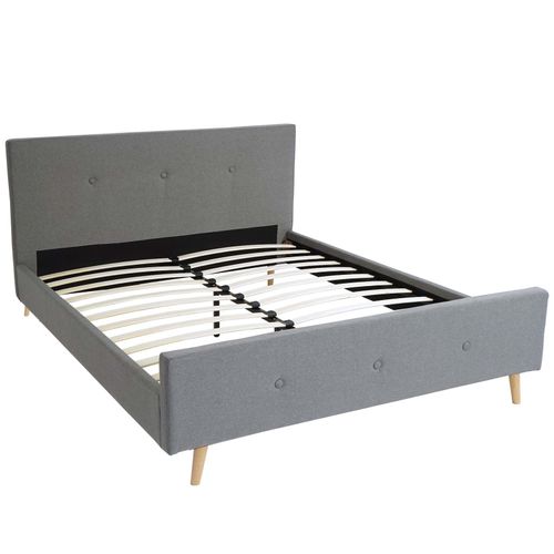 4057651515915 - Polsterbett MCW-J98 Bett Doppelbett Bettgestell mit Lattenrost Massivholz ~ 160x200cm grau