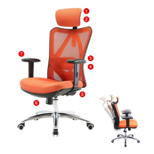 4057651532202 - Bürostuhl MCW-J86 Schreibtischstuhl ergonomisch verstellbare Lordosenstütze 150kg belastbar ~ ohne Fußstütze orange