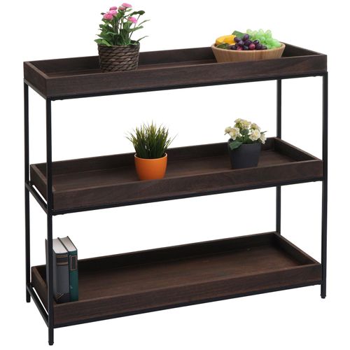4057651579672 - Regal MCW-K71 Standregal Pflanzregal Bücherregal Holz Metall 3 Ablagen 90x100x35cm MVG-Zertifiziert ~ dunkelbraun