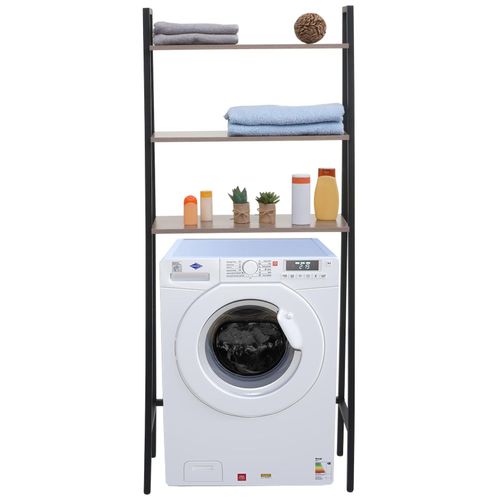 4057651578583 - Standregal MCW-K82 Badregal Waschmaschinen-Regal Leiterregal Industrial Metall Holz 155x64x25cm ~ grau-braun 4057651578583 - Standregal MCW-K82 Badregal Waschmaschinen-Regal Leiterregal Industrial Metall Holz 155x64x25cm ~ grau-braun