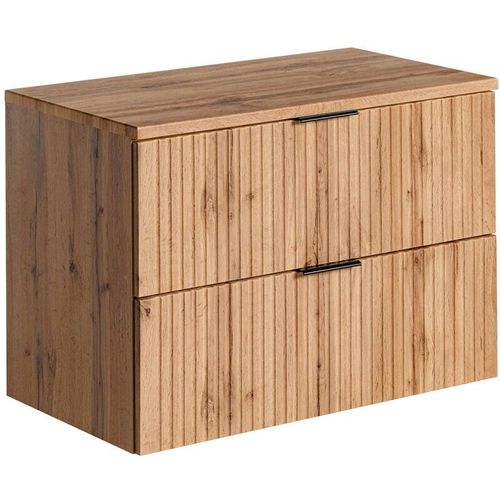 4066075080657 - Lomadox - Waschtischunterschrank 80cm ADELAIDE-56 Wotaneiche mit gerillter Front b h t ca 806 592 465 cm - braun