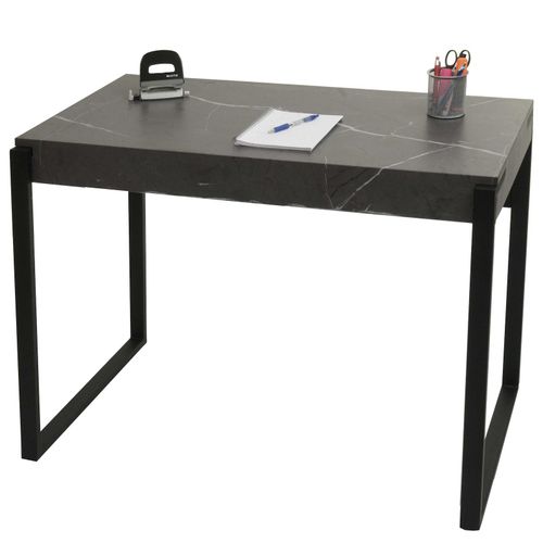 4057651577661 - Schreibtisch MCW-L53 Bürotisch Computertisch Arbeitstisch Metall 100x54cm ~ Marmor-Optik grau