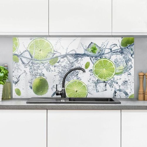 4055957675937 - Micasia - Spritzschutz Glas - Erfrischende Limette - Quer 12 Größe HxB 59cm x 120cm