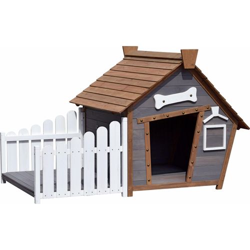 4055894550168 - Outdoor-Hundehütte mit Spitzdach und seitlicher Veranda