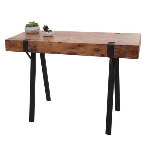 4057651571973 - Konsolentisch MCW-L54 Telefontisch Arbeitstisch Beistelltisch Ablagetisch Metall 75x100x40cm ~ dunkle Wildeiche