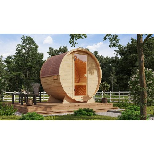 4010090969060 - Karibu Fasssauna 1 - SET naturbelassen mit Ofen 9 kW integr Strg Kabel Schindeln 4010090969060 - Karibu Fasssauna 1 - SET naturbelassen mit Ofen 9 kW integr Strg Kabel Schindeln