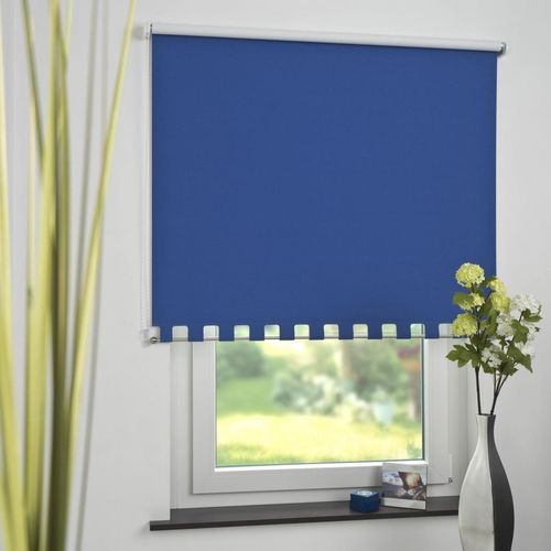 4016318390210 - Seitenzugrollo Kettenzugrollo Volantrollo Rollo Eckig Verdunklung 192 x 180 cm blau für Fenster