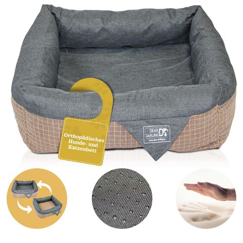 4260307167578 - DEAR DARLING DD-06 Luxus Hundebett Braun Anthrazit Gr L 80x80cm Memoryschaum Matratze 4260307167578 - DEAR DARLING DD-06 Luxus Hundebett Braun Anthrazit Gr L 80x80cm Memoryschaum Matratze