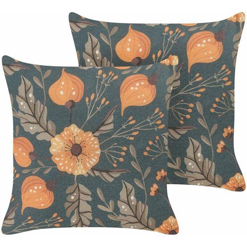 4255664822338 - Beliani - Dekokissen 2er Set Mehrfarbig 45 x 45 cm Quadratisch Blumen Muster Wohnaccessoires Deko für Sofa Sessel Bett - Bunt