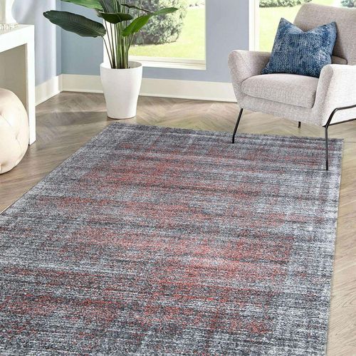 4255633509420 - Teppich Kurzflor Grau-Koralle 230 x 160 x 1 cm