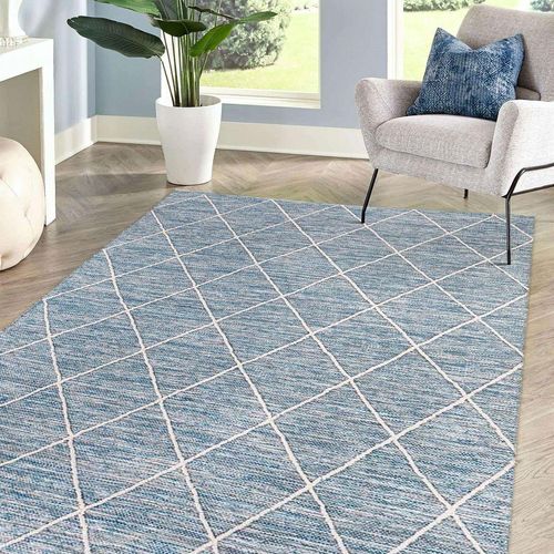 4255633509291 - Teppich aus Baumwolle Blau 140 x 70 x 07 cm