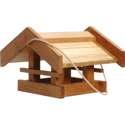 4055894460368 - Solides Eiche-Vogelfutterhaus Basis mit Lederkordel 31x28x20 4055894460368 - Solides Eiche-Vogelfutterhaus Basis mit Lederkordel 31x28x20