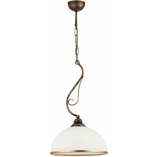 4251756309220 - Licht-erlebnisse - Hängelampe Metall Weiß E27 ø 30 cm Jugendstil Hängeleuchte Wohnzimmer - Shabby Braun Antik Weiß Gold