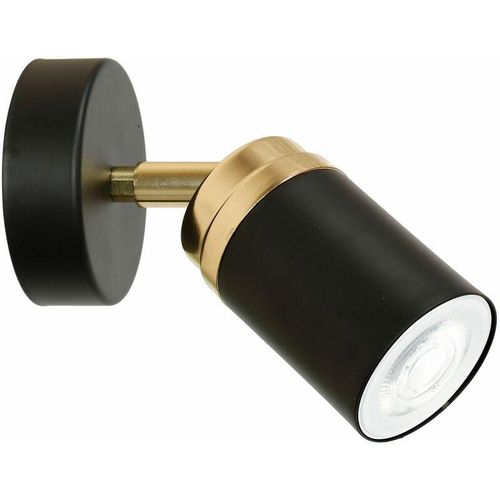 4255596618702 - Licht-erlebnisse - Wandspot in Schwarz Gold GU10 ø 8 cm Metall verstellbar Modern Wohnzimmer - Schwarz Gold