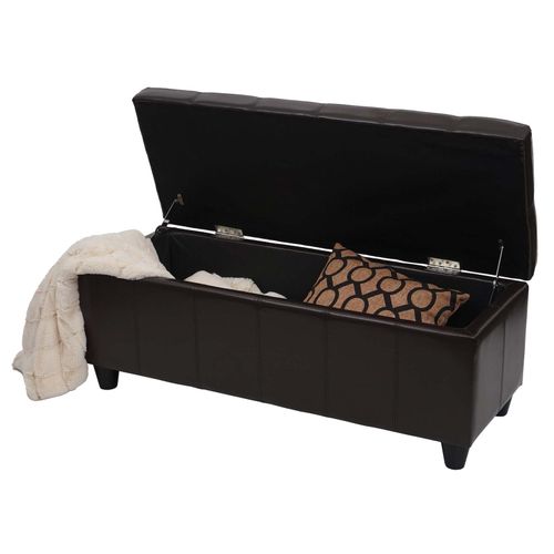 4057651402178 - Aufbewahrungs-Truhe Kriens Sitzbank Bank Kunstleder 45x114x45cm ~ braun