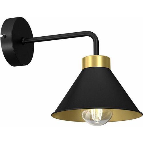 4255596618238 - Licht-erlebnisse - Wandlampe Schwarz Gold E27 Metall t 25 cm - Schwarz Gold