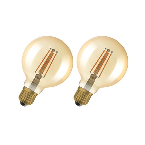 4058075754737 - 1906 Vintage Edition für E27-Sockel goldenes Glas Warmweiß (2400K) 725 Lumen Ersatz für herkömmliche 55W-Leuchtmittel dimmbar 2-er Pack - Osram