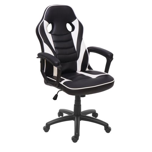 4057651281445 - Bürostuhl MCW-F59 Schreibtischstuhl Drehstuhl Racing-Chair Gaming-Chair Kunstleder ~ schwarz weiß