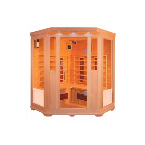 4260307168940 - PureHaven Infrarotkabine 150x150x60x120x60 cm aus Hemlock Holz Bluetooth-Soundsystem Timer Lichtther
