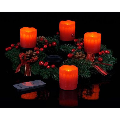 4260461472167 - Spetebo - Adventskranz mit 4 led Kerzen und Fernbedienung - 30 cm - Weihnachts Tisch Kranz mit künstlichen Kerzen