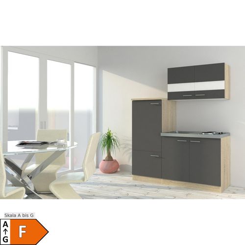 4260641222599 - Economy Küchenzeile KB160ESG 160 cm Grau mit Pantryauflage