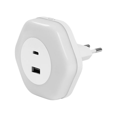 4099854090264 - Ledvance - lunetta hexagon Steckdosen-Nachtlicht weiß 5W 5lm warmweißes Licht usb-a & usb-c Anschluss LED-Technologie Ladefunktionalität