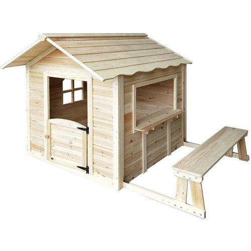 4058166045270 - Spielhaus - der GROßE palast Natur - 166 x 138 x 132 cm mit Bank - fsc zertifiziertes Kinderspielhaus inkl Montagematerial i Gartenhaus Holzhaus