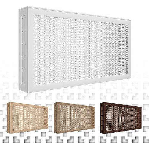 4251874652741 - Hexim - Heizkörperverkleidung Damasco Lüftungsgitter Landhausstil hdf mdf Holz foliert 90 120 150cm - Stella Kollektion Eiche Vintage Frontblende