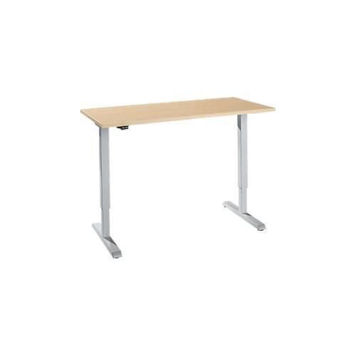 4251898825336 - Schreibtisch elektrisch höhenverstellbar Rechteck T-Fuß B 1300 x T 650 x H 715-1205 mm Ahorn weißaluminium 4251898825336 - Schreibtisch elektrisch höhenverstellbar Rechteck T-Fuß B 1300 x T 650 x H 715-1205 mm Ahorn weißaluminium
