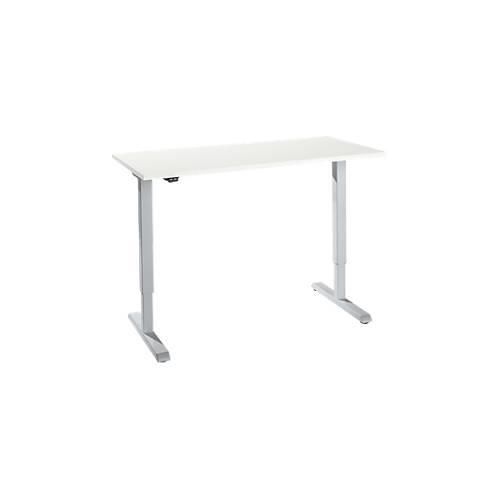 4251898825312 - Schreibtisch elektrisch höhenverstellbar Rechteck T-Fuß B 1300 x T 650 x H 715-1205 mm weiß weißaluminium