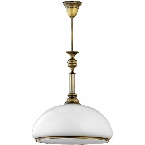 4251756309268 - Licht-erlebnisse - Deckenleuchte Weiß Messing E27 Glas Metall ø 40 cm Jugendstil Deckenlampe Wohnzimmer - Messing Antik Weiß