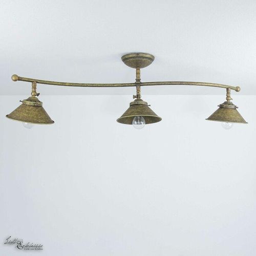 4251254244283 - Licht-erlebnisse - Deckenlampe 3-flammig 83 cm lang Echt-Messing E14 Deckenstrahler - Bronze Antik matt